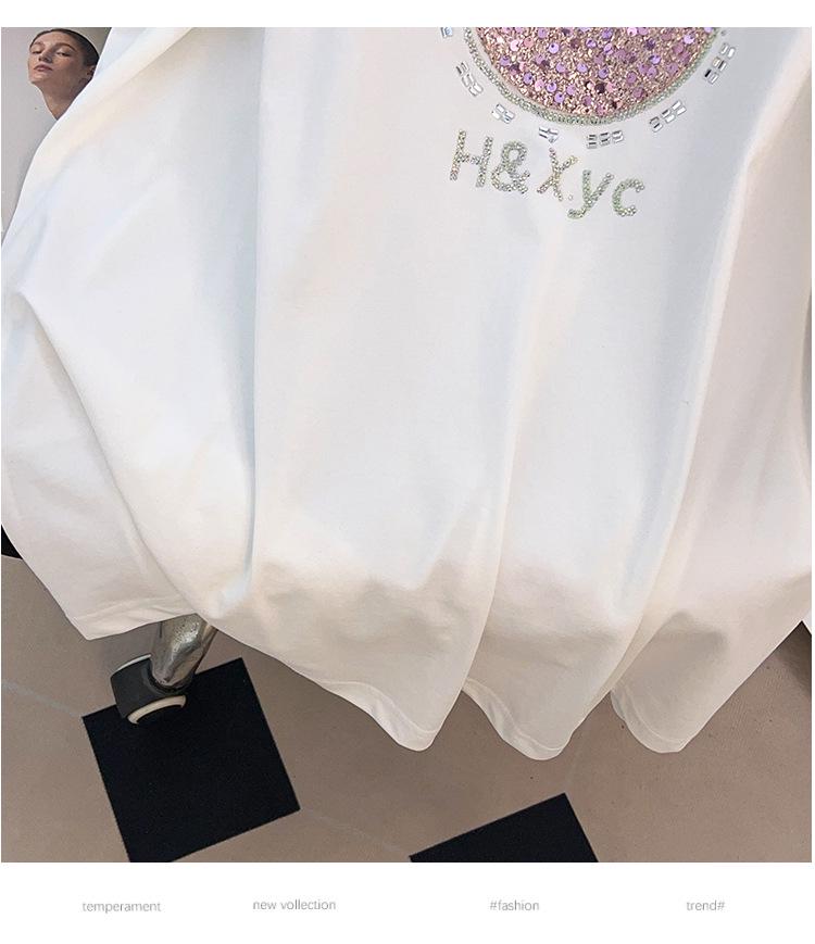 Women's Plus Size Loose-Fit Short-Sleeve Mid-Length T-Shirt (200-350 Jin)