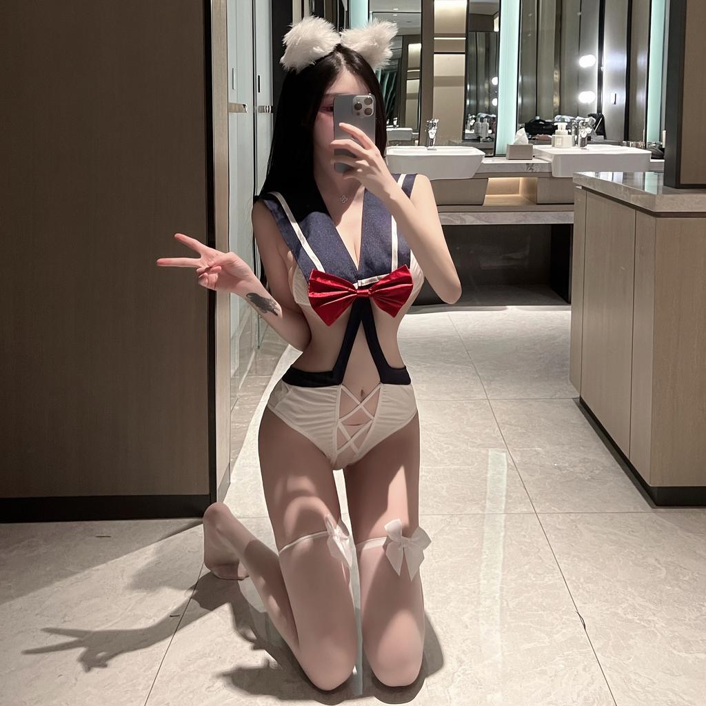 Shi Meisha: Sexy Lingerie Sexy Uniform Seduction Hollow Student Onesie Hot Cosplay Suit Woman