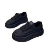 ins trendy full leather casual board shoes velvet autumn and winter heightening thick-soled small muffin shoes