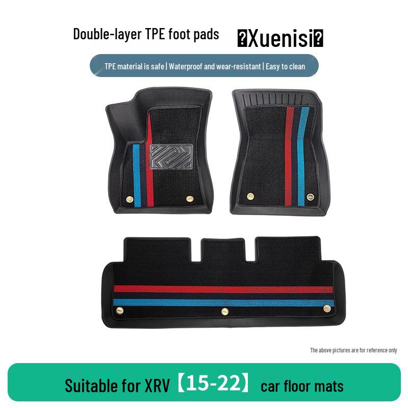 Fit for Honda XRV 2015-2022: TPE Rubber 3-Piece Floor Mat Set, Wear-Resistant & Dirt-Resistant