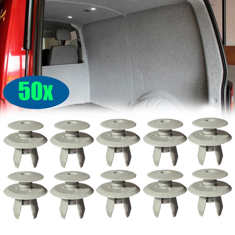50pcs Car Trunk Lining Retainer Car Trim Panel Lining Clips Car Interior Accessories For VW Volkswagen T4 T5 Transporter Eurovan
