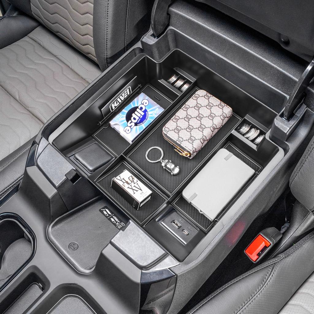 Center Console Organizer Tray for 2025-2025 Chevy Silverado 1500/GMC Sierra 1500 Container Armrest Storage Box Car Accessories