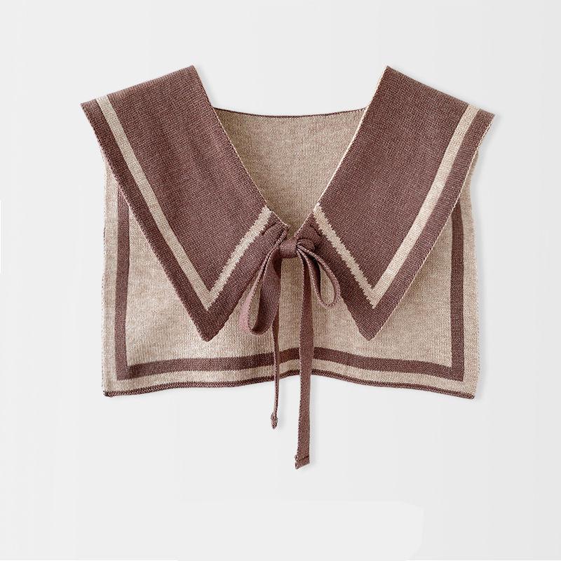 Korean Air-conditioned Room Color-blocking Small Shawl College Style Knitted Vest Protection Cervical Spine Warmth and Versatile