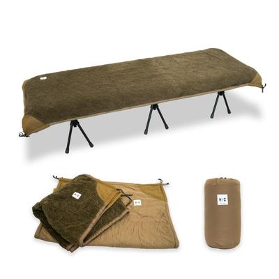 HOTEL CAMPS Cot Insulated Aluminum Camping and Outdoor Washable Cover, Boa, 3-Layer Sheet, Reversible, Blanket, (Khaki Brown)
