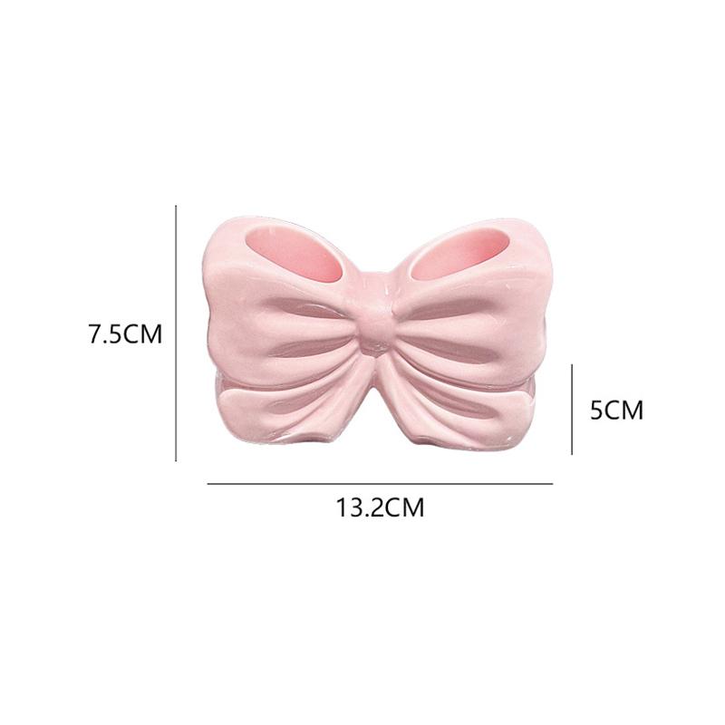 1Pc Ceramic Bow Toothbrush Holder Ornament Ceramic Toothbrush, Toothpaste Storage Rack Bathroom Accessories Brush Holder