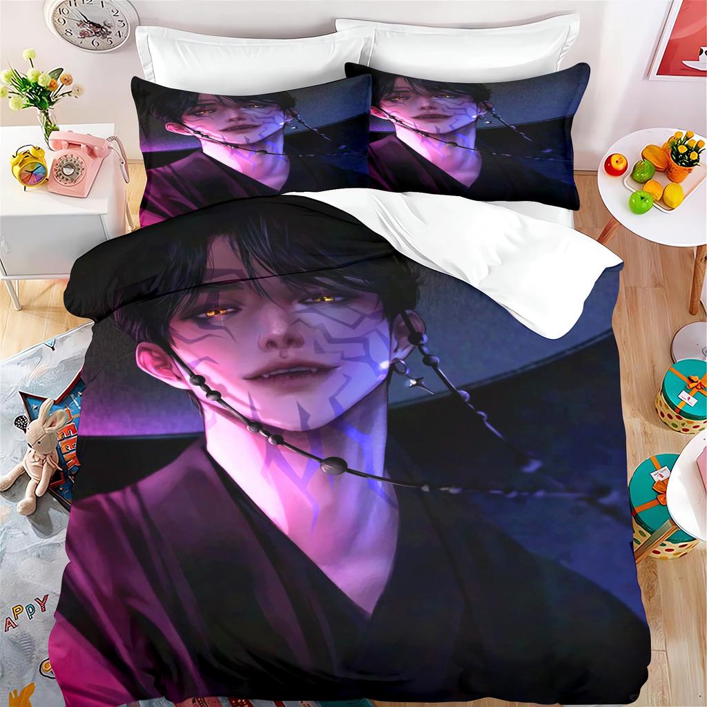 KPop Demon Hunters Anime 100% Polyester Bedding Set Duvet Cover Set Printed Cartoon Home Decor