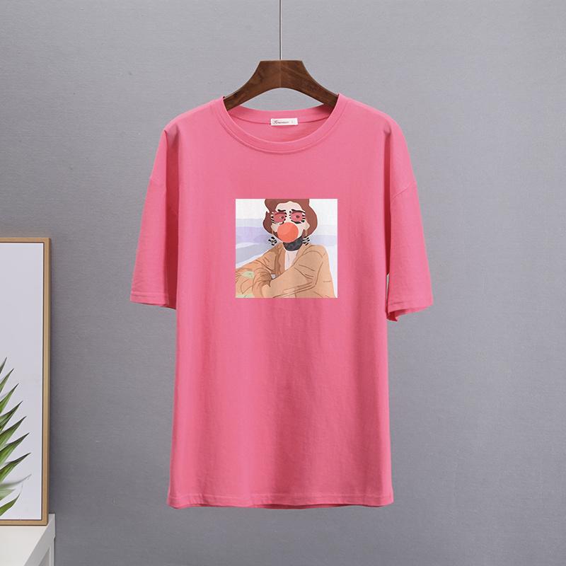 Hirsionsan Kawaii Graphic Printed T Shirts Women Summer Plus Size Harajuku Cotton Tees Oversized Casual Short Sleeves Female Top