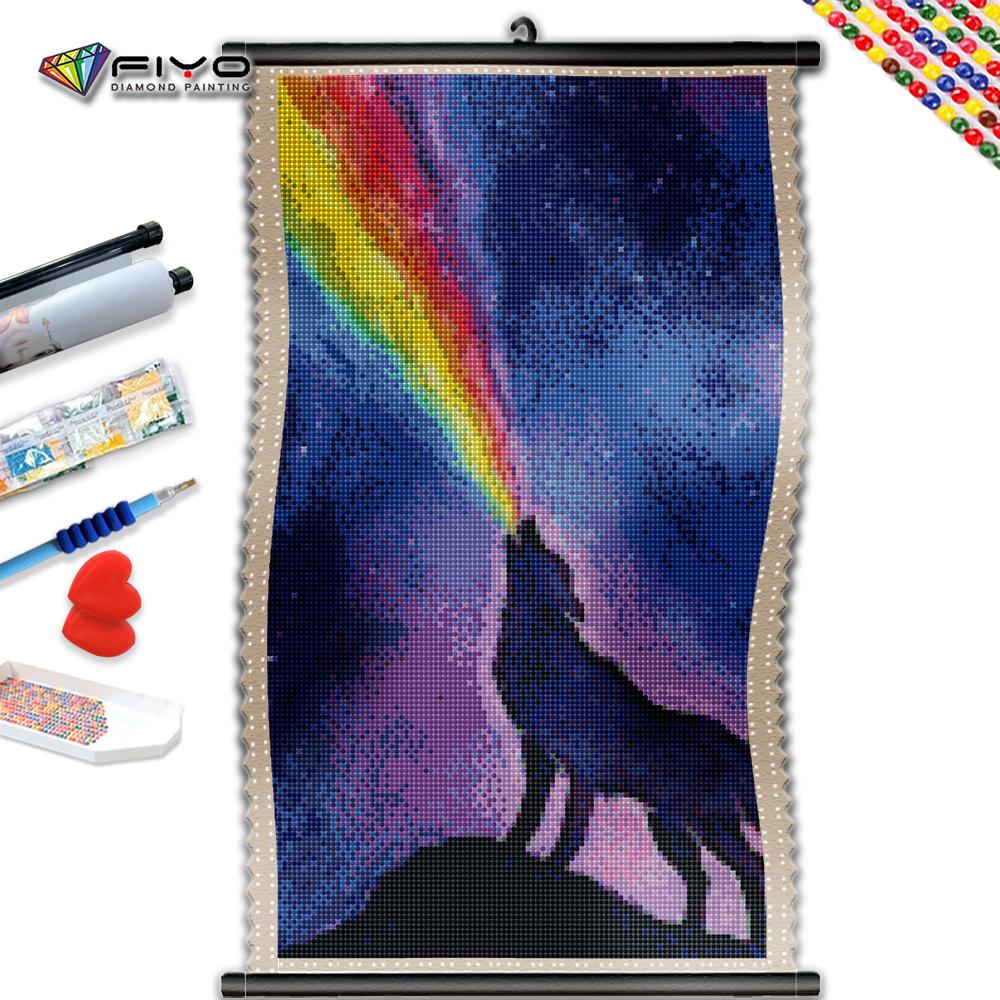 

5D DIY Рамка Алмазная картина Новое поступление Вышивка Волк Вой Радуга Полная мозаика Пейзаж Животное подарок ручной работы Домашний декор