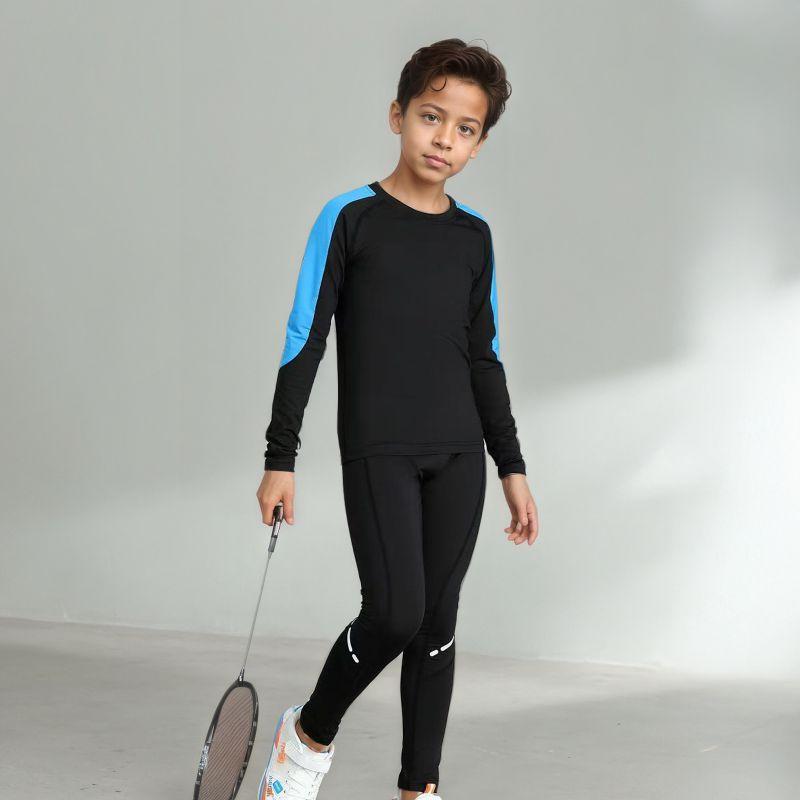 4-12 Years Kids Running Sweat-Wicking Quick-Dry Tights Set Fitness Suit