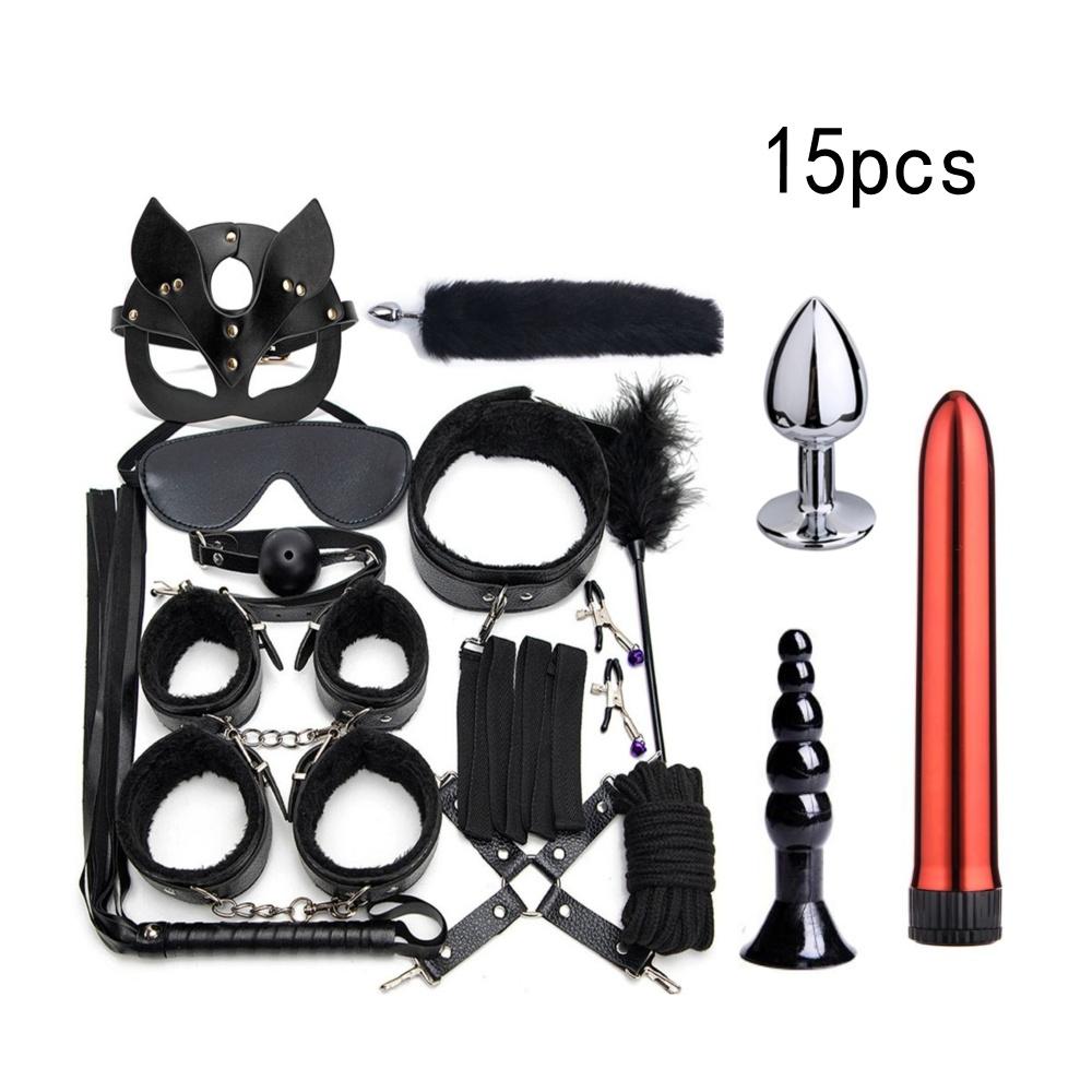 Sexy Nylon BDSM Kits Plush Sex Bondage Set Handcuffs Sex Games Whip Gag Nipple Clamps Sex Toys For Couples Exotic