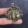 Unakite Gemstone Handmade Copper Wire Wrap Jewelry Pendant 2.56" ET-4934