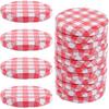 PRETYZOOM 40pcs Jar Lids Metal Canning Lids Red White Checked Jar Screw Caps for Canning Jars Jam Jelly Bottles 63MM