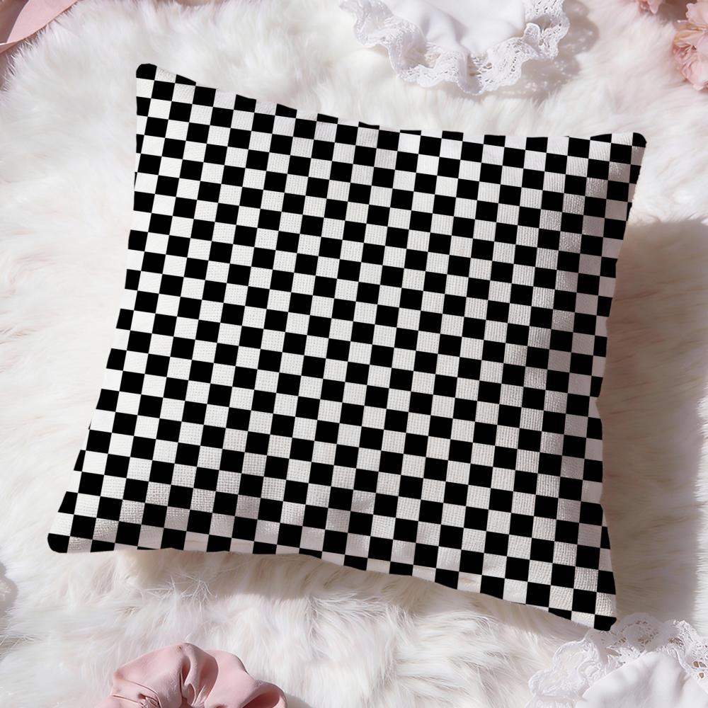 Checkerboard Cushion Cover Premium Comfort Reversible Pillow Cove Two in One Design for Any Room Car Interior