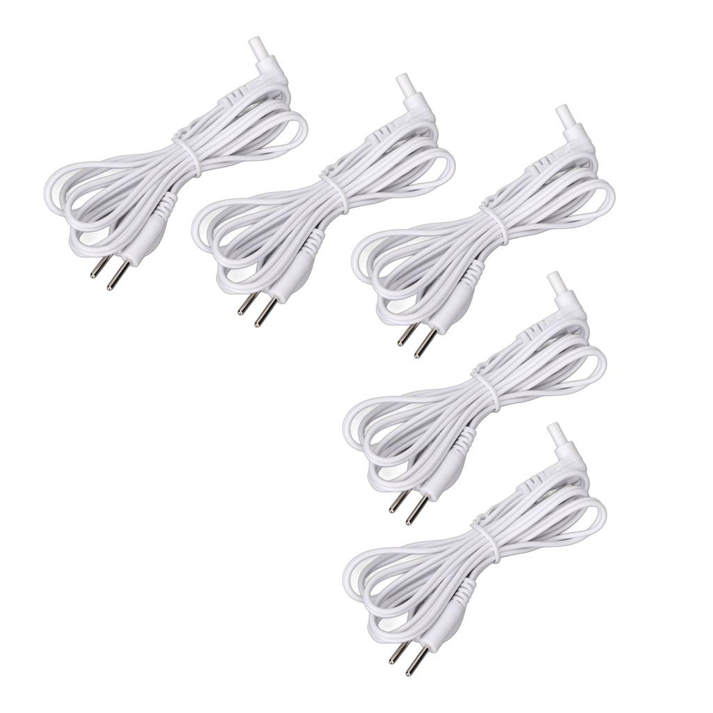 5pcs Replacement Electrode Wires 2.35mm 2 Pin Connector Electrodes Lead Wire for TENS Massager White