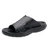 Men's Crocodile Pattern Leather Beach Sandals - Non-slip, Wear-resistant, Soft Sole, Summer Slippers (Size 46)