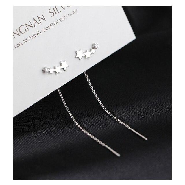 

Милые простые стильные серьги-подвески в виде звезд для женщин, блестящие белые циркониевые изысканные универсальные женские серьги-кисточки с длинной цепочкой, подарки серебряный
