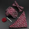 Men Tie Set Jacquard Woven Necktie Bowtie Tie Clipred For Groom Business Wedding Party