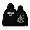 Charlie Kirk Graphic Cotton Hoodie Freedom Slogan Print Drop Shoulder Sweatshirt Pray Patriotic Autumn Winter Neutral Pullovers