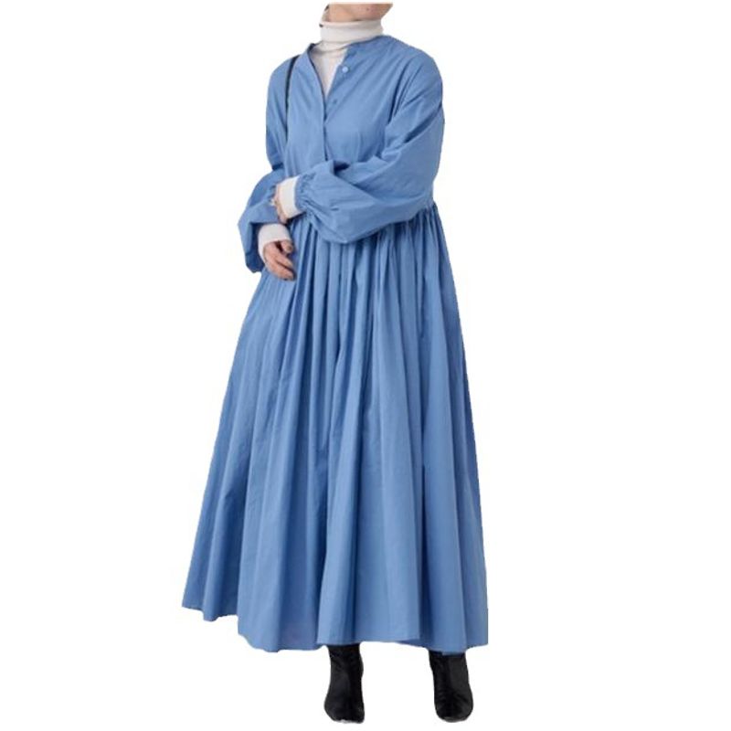 New Arrival Japanese Style Cotton and Linen Dress New Arrival K-style Long Loose Plus Size Ruched Large Swing Casual Dress
