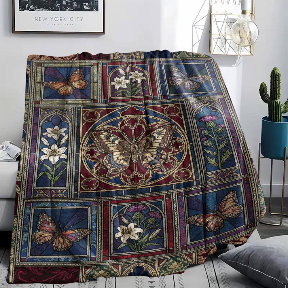 Butterfly Decoration Print Flannel Blanket, High Quality Comfortable for All Seasons, Home Decor, Warmth and Comfort, Perfect for Christmas Gifts19