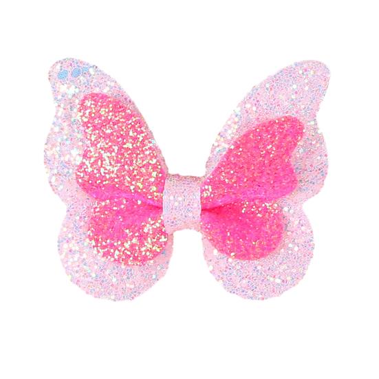 Girl Hairpin Three-Dimensional Butterfly Shape Glitter Sequins Decor Hair Clip Damage-Free Side Bangs Party Hair Accessory