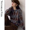 British Retro Argyle Knit Sweater