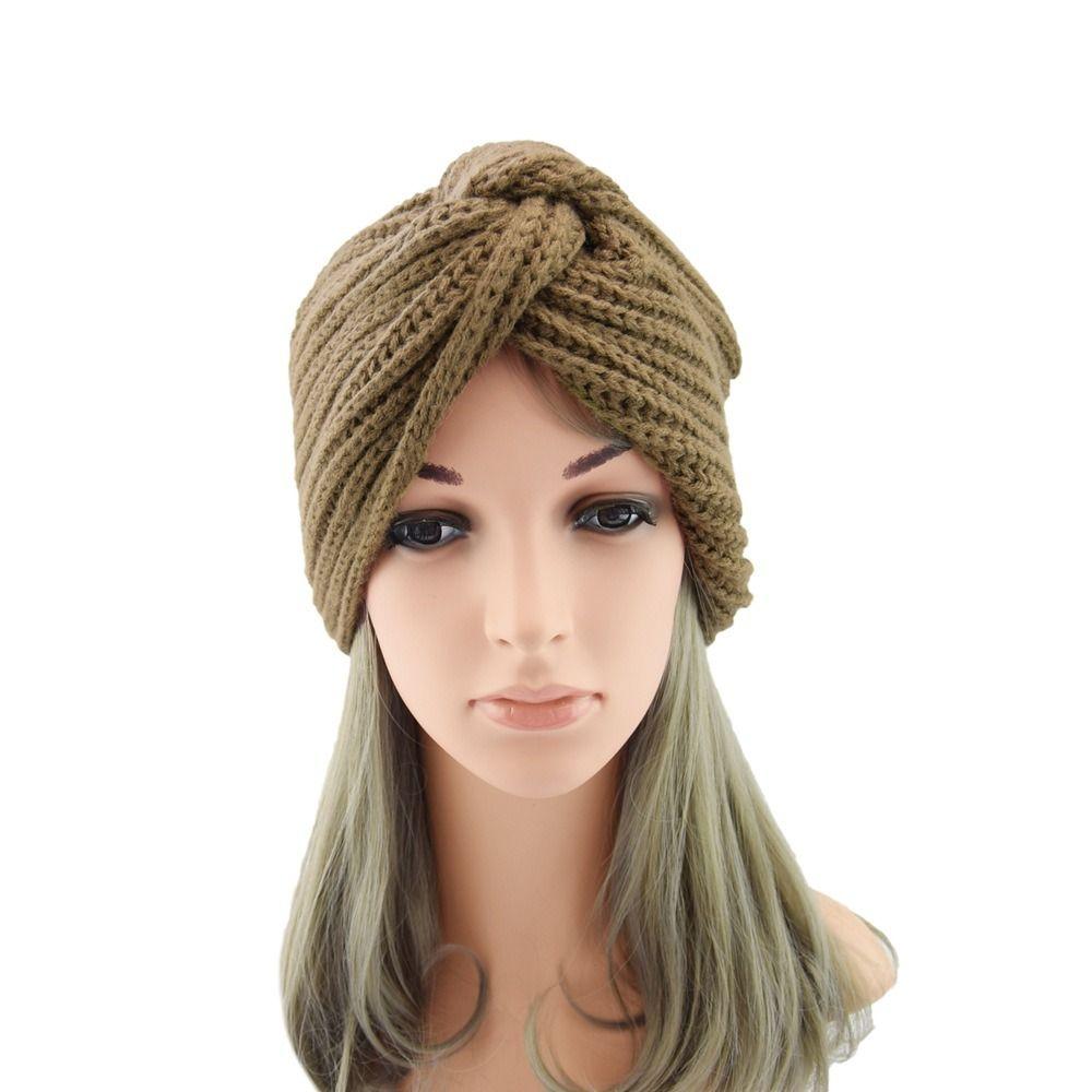 Warm Knitted Turban Hat Twist Women's Headwear Casual Wool Turban Cap  Autumn Winter