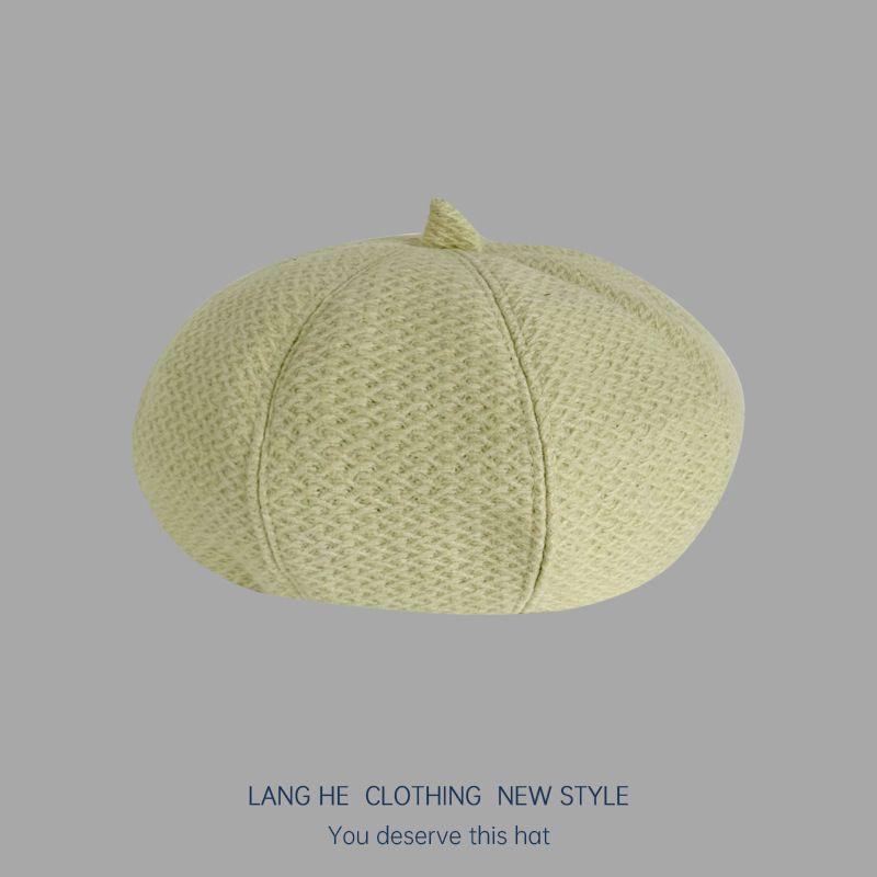 

Pure Color Small Head Circumference Beret Women s Spring and Autumn Artsy Retro Breathable Coarse Woolen Painter Cap Fall and Winter Beret Hat Light green S(51-54cm)
