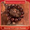 Longhu Mountain Lightning-Struck Jujube Wood Mantra Bracelet with Cross & Prayer Beads for Men and Women