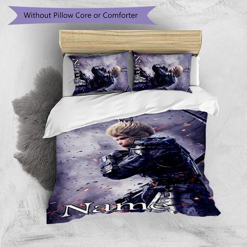 3pcs Custom Name Black Myth Wukong Game Bedding Set Duvet Cover Closure Includes 1 Duvet Cover & 2 Pillowcases for All Seasons Bedroom Decor