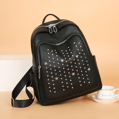 Women's Large Capacity Commuter Computer Bag Travel Rivet Backpack