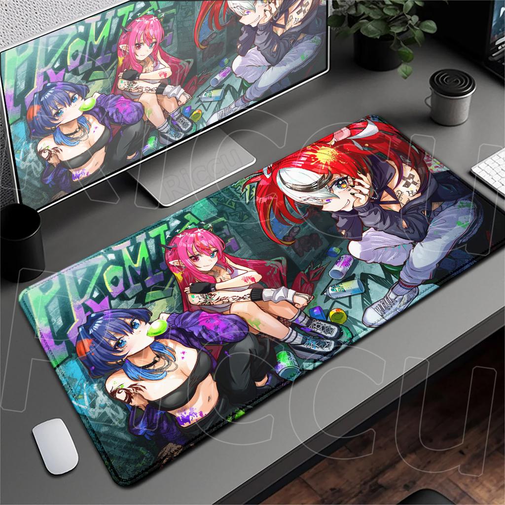 Laptop Tabletop Carpet Hololive Irys Cute Girl Mousepad Large Rubber Notebook Keyboard Mouse Mat Locking Edge Office Rug 90x40cm