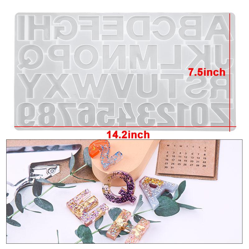 Alphabet Epoxy Resin Mold Kit Ornament Backward Letter Resin Silicone Mold Drill Number Mould For Keychain Making Jewelry DIY