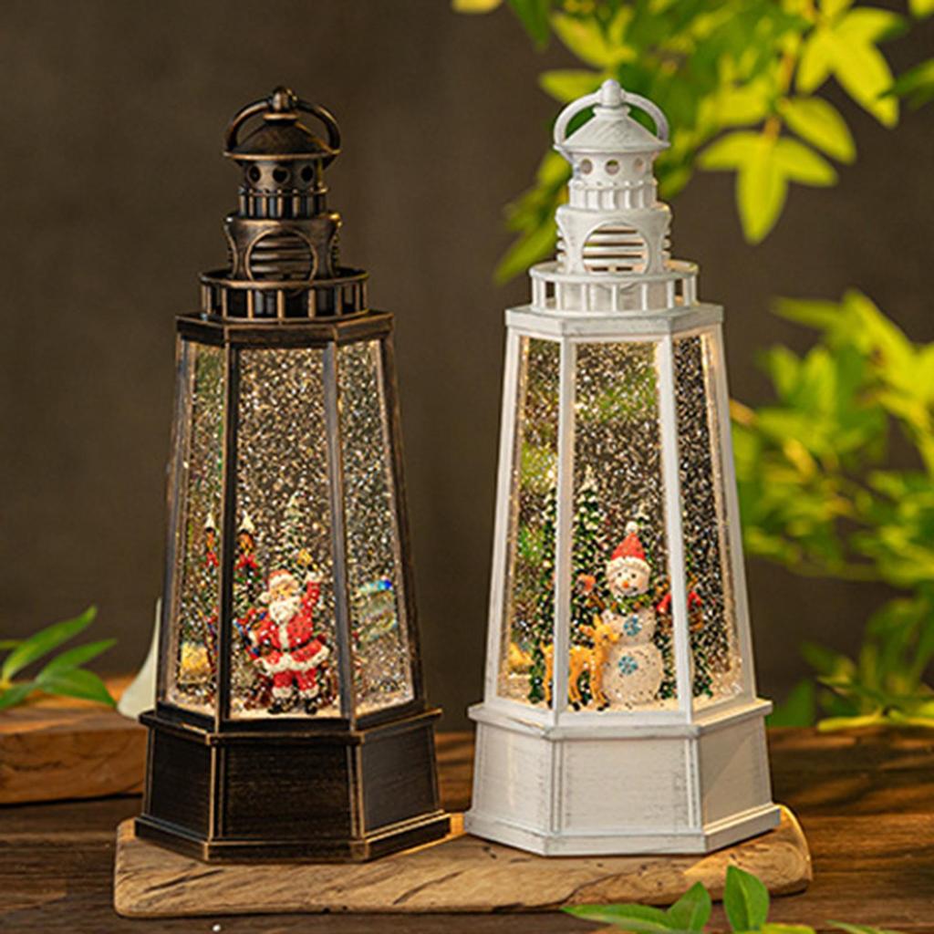 Christmas Snow Globe Lantern Christmas Figurine Music Box Singing Decorative