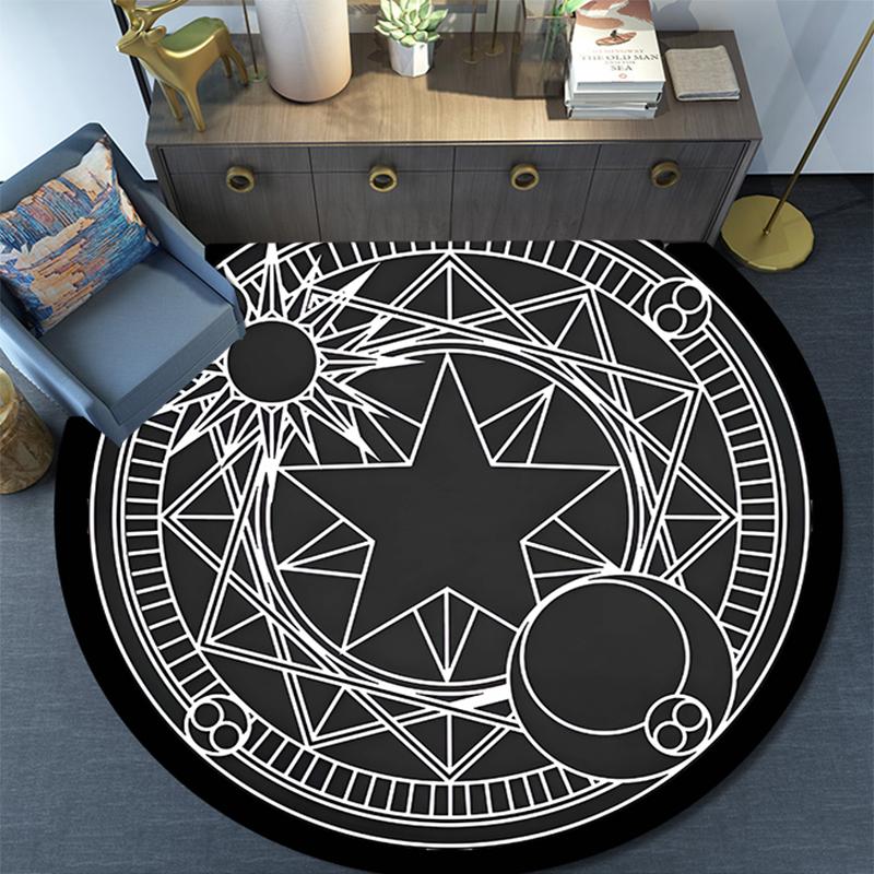 Cartoon Print Round Area Rug,Carpet Rug for Living Room Bedroom Sofa Playroom Decor,Non-slip Floor Mat