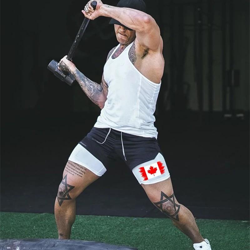 Canada Flag Camouflage Muay Thai Kick Boxing Shorts Men Women Unisex Casual Double Layer Quick Dry Breathable Training Sport Gym Fitness Workout