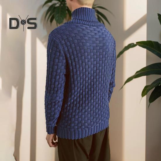 Winterpullover für Herren, mit Nackenschutz, hohem Kragen, langen Ärmeln, dicker, elastischer Strickpullover mit schmaler Passform, einfarbig, für den Alltag, Schule, Sport