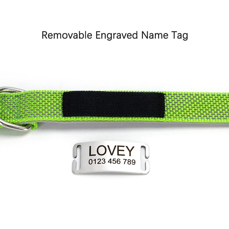 Custom Engraved Dog Collar Personalized Name ID Tag Adjustable Anti-lost Soft Padded Nylon Collar for Active Dogs Pet Necklace