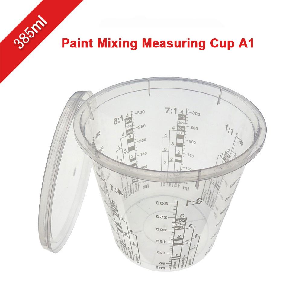 

10pcs Plastic Paint Mixing Cups, 385/680/1370/2250ML Transparent Calibration Cups with Lids & Graduations For Precise Mixing