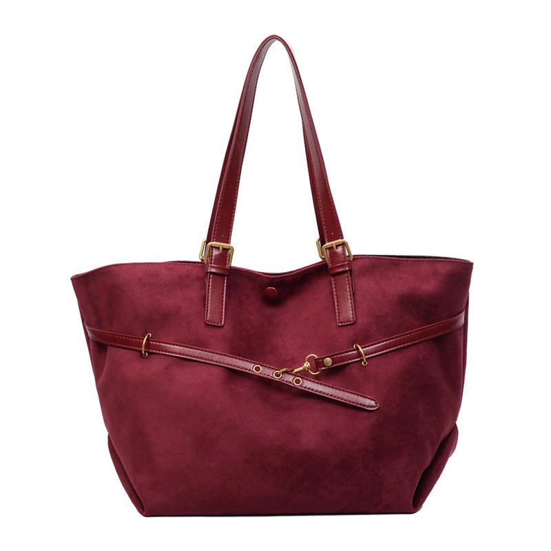 Autumn and Winter New Simple Retro Style Large Capacity Women's Tote Bag Literary and Artistic Fan Shoulder Armpit Bag