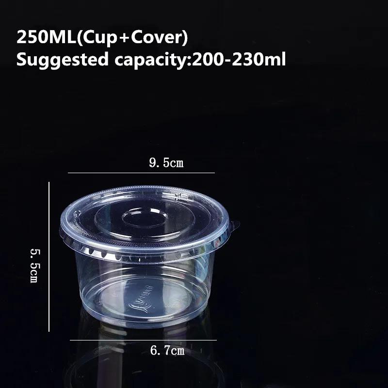 50pcs 250ML 300ML Pudding Cups Wiht Lids Plastic Boxes Ice-Cream Mousse Dessert Picnic Party Packing Dessert Cups with Lid