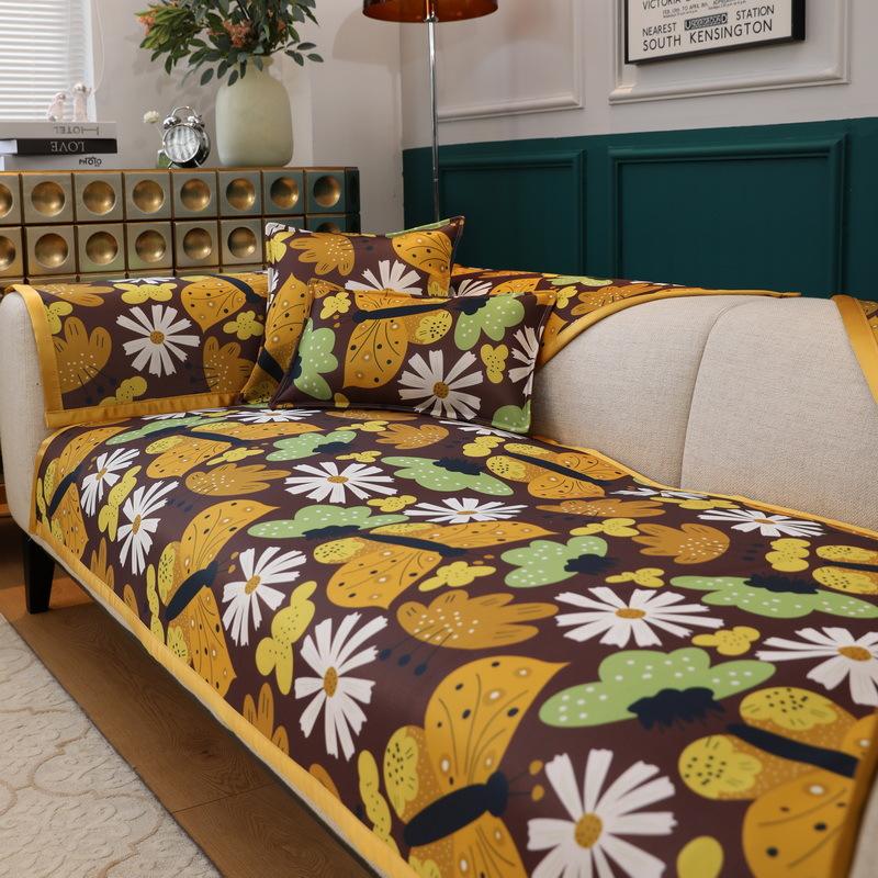 New Summer Sofa Cushion Summer Ice Silk Mat Seat Cushion All Seasons Non-Slip Leather Sofa Cover Cover Cloth Towel