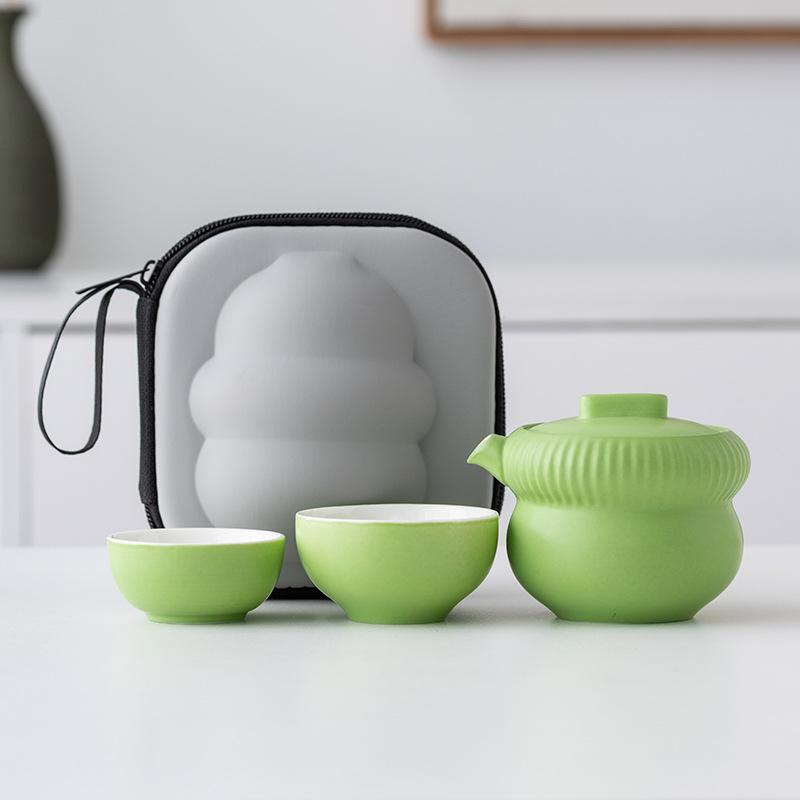 Travel tea set Kuaike cup portable high-end outdoor travel tea cup one pot two cups ceramic tea pot