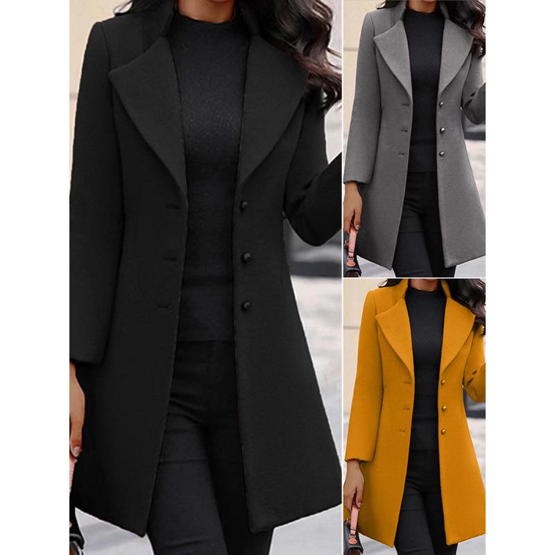 MGHR Jaquetas e casacos femininos vintage casual cor sólida estampa outono inverno manga comprida gola polo