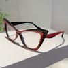 KAMMPT Übergroße Katzenaugenbrille Damen Neue Mode Vintage Patchwork Trend Rahmen Trendig Schick Blaulichtblockierende Brille