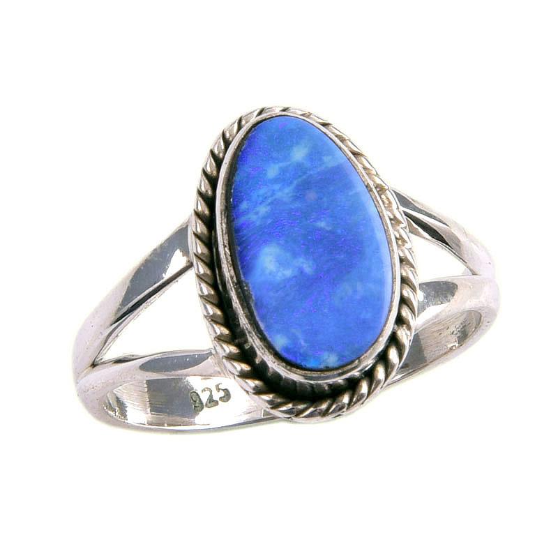 Natural Australian Opal Gemstone 925 Solid Sterling Silver Jewelry Ring S.6 V8w74