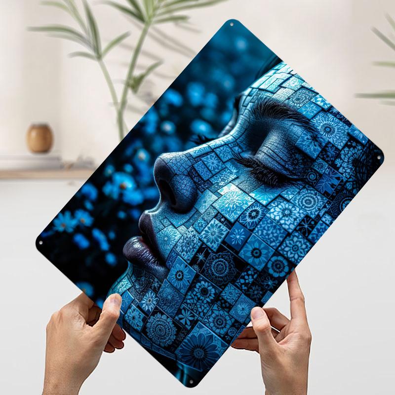 

Mosaic Woman Face Art Tinplate Poster Customized Wall Art Vintage Retro Metal Signs for Interior Decoration Living Room Man Cave 7.9x11.8In(20x30cm)