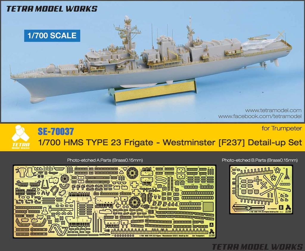 Tetra Model Works SE-Serie, Fregatte HMS Westminster F237 der britischen Marine Typ 23, Kunststoff-Modellteile SE7037, Formfarbe, 1/700 (TR)