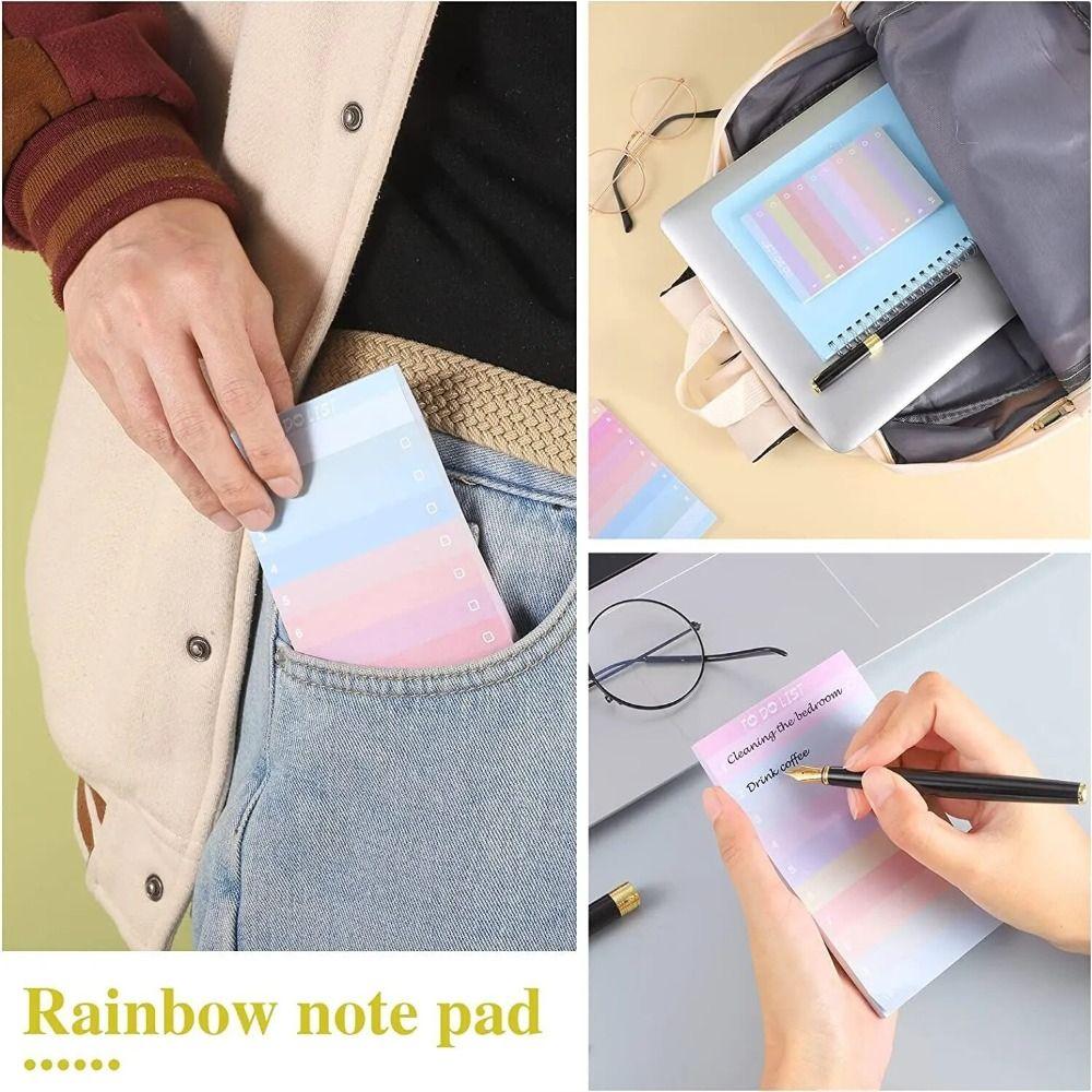 50 Sheets Multicolors To Do List Sticky Notes Rainbow To Do List Notepad Memo Pad