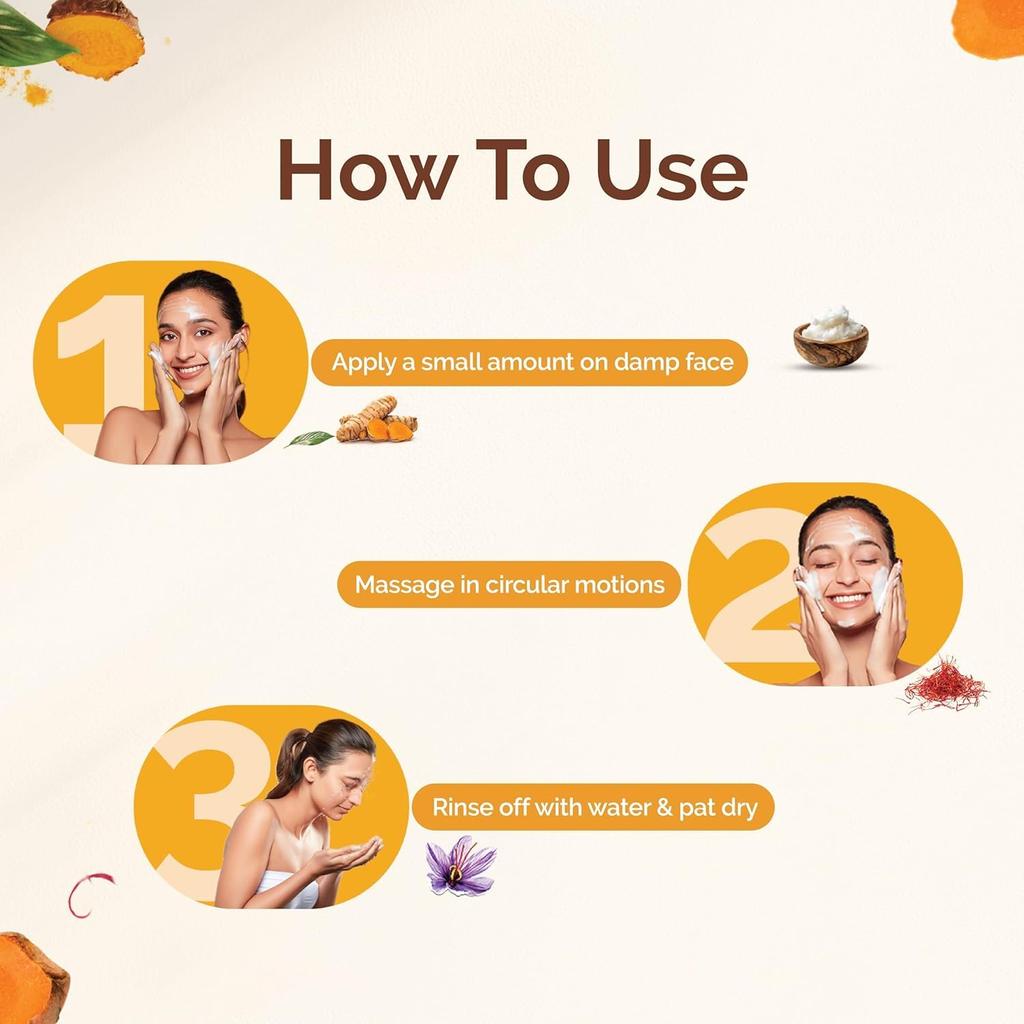 Mamaearth Ubtan Gesichtsreinigung Kurkuma Safran Für Strahlende Haut Bräunungsentfernung 100ml SLS Parabenfrei Alle Hauttypen